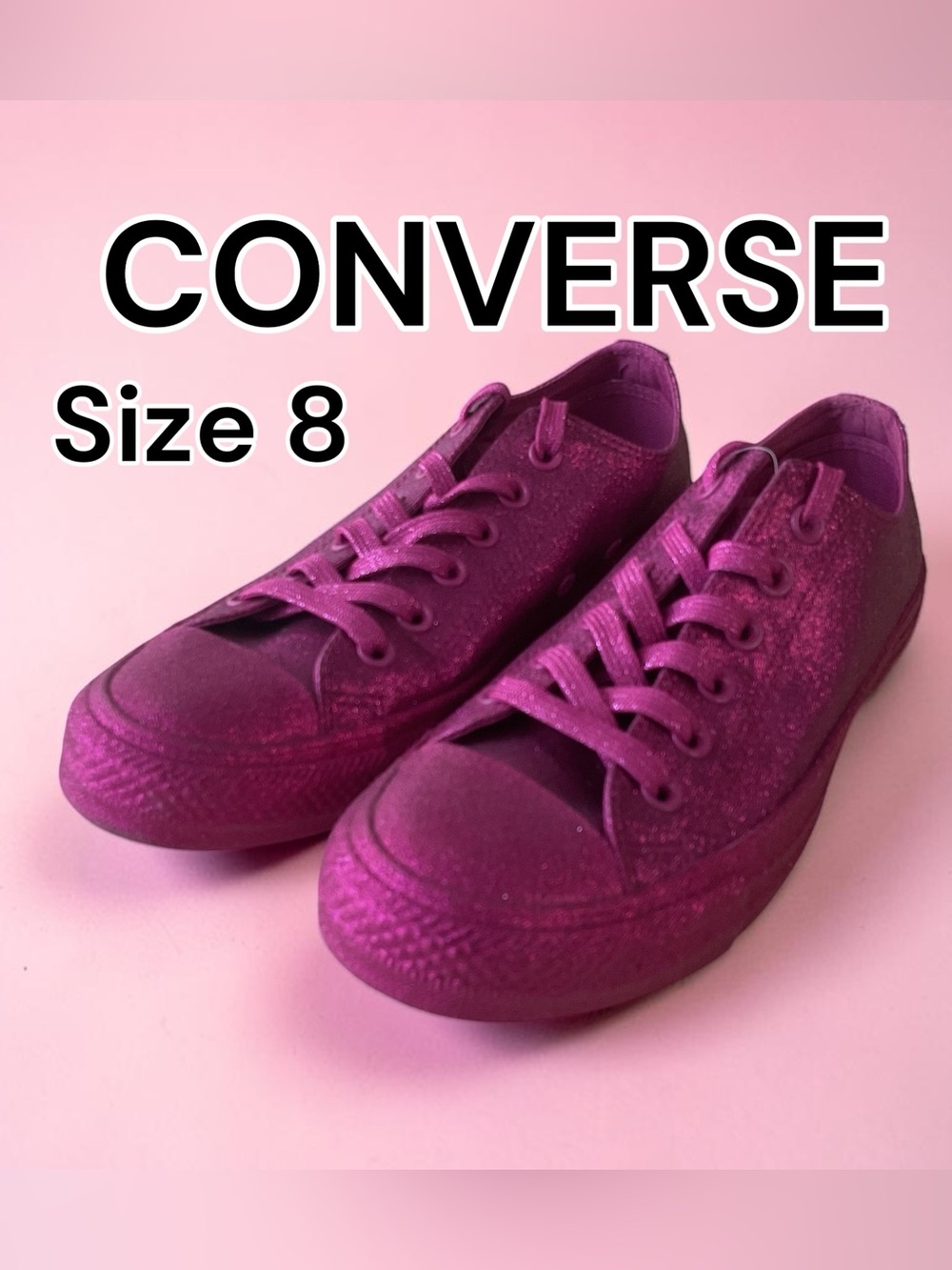 Converse Low Top Sneakers in Magenta Glitter - Picture 1 of 7